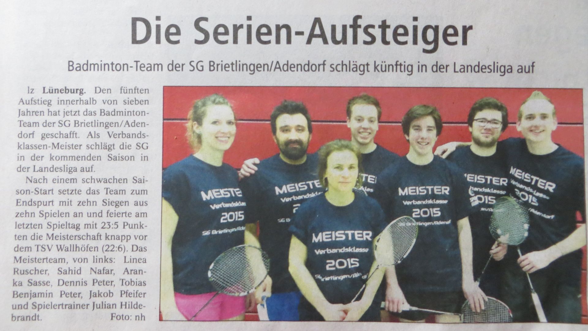 LZ-Artikel über unseren Landesliga-Aufstieg.
